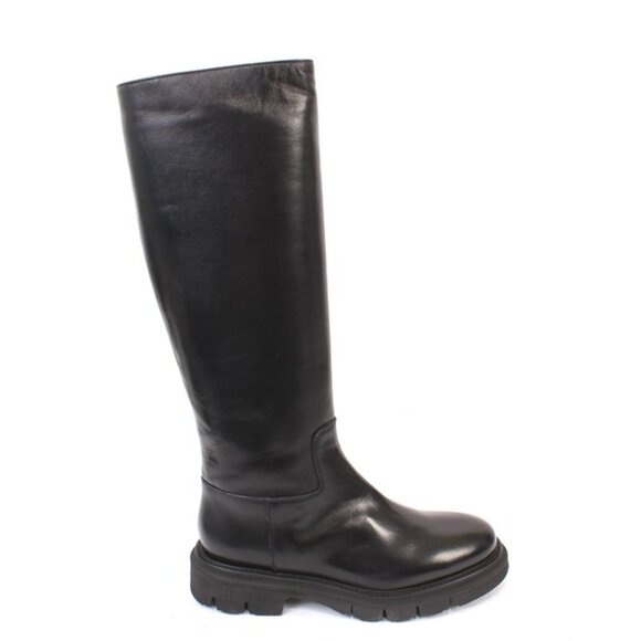 Luca Grossi 234n Black Leather Zip-Up Knee High Platform Boots - Picture 3 of 8